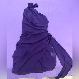 PrettyLittleThing Purple One-Shoulder Draped Dress